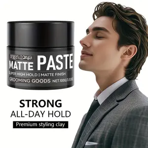 100g YANYUTONG Men's Hair Clay, featuring a matte finish and powerful hold, ensures long-lasting styling that remains natural without stiffness. It provides voluminous hold without heaviness, effortlessly mastering various men's styles to meet everyday st