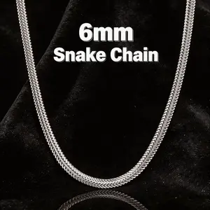 925 Sterling Silver Plated 6mm Flat Fishbone Design Snake Chain Necklace For Women Man Fashion Party Wedding Charm Gift Engagement Jewelry