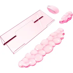 Keyboard Stand with Gel Cloud Wrist Rest Keyboard Riser with Comfortable Clear   Wrist Pad  Tilted Transparent Keyboard Holder for Desktop Office Hot