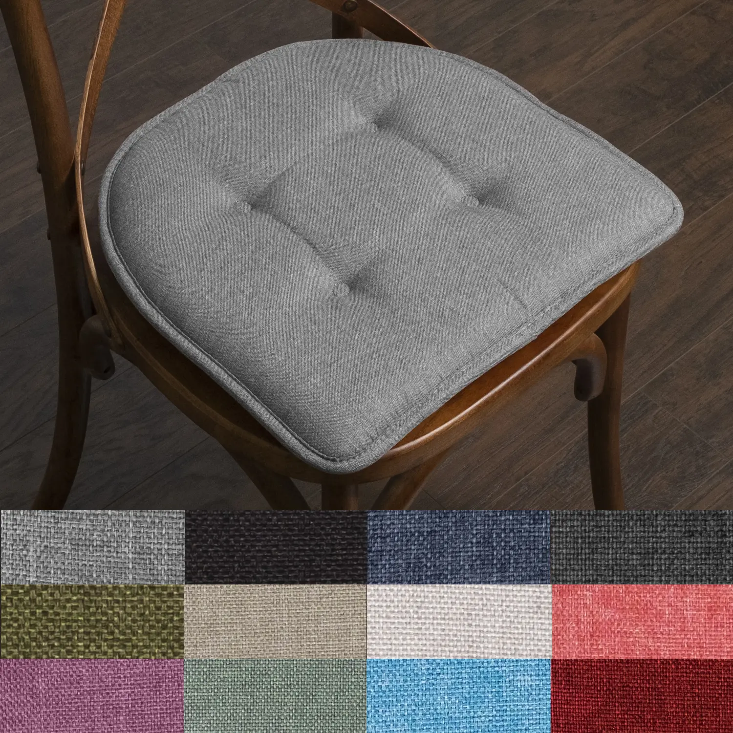 Sweet Home Collection U-Shaped Memory Foam No-Slip Back Chair Cushion - 17" Wide x 16" Long Universal Fit for Dining Area, 2/4/6/12 Pack with Chair Cushion Covers, Spot Clean Compatible, 4 Pack