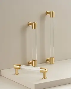 REGENT ACRYLIC PULL WITH BRASS ACCENTS