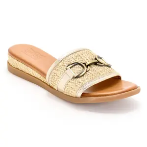 Miz Mooz Leather and Raffia Slide Sandals - Wrenn