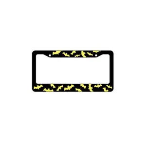Black Background with Yellow Bat Symbols, Aluminum License Plate Frame Is Perfect for Cars And Suvs