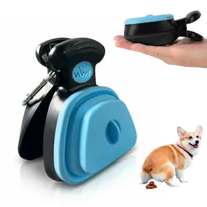 Dog Pooper Scooper, Portable Pet Waste Picker, No Touch Poop Clamp for Large/Small Dogs, Small Handheld Poop Scoop for Travel Walks Yard,Pooper Scooper With Bag Attachment, Leash Clip and Dog Waste Bags Included