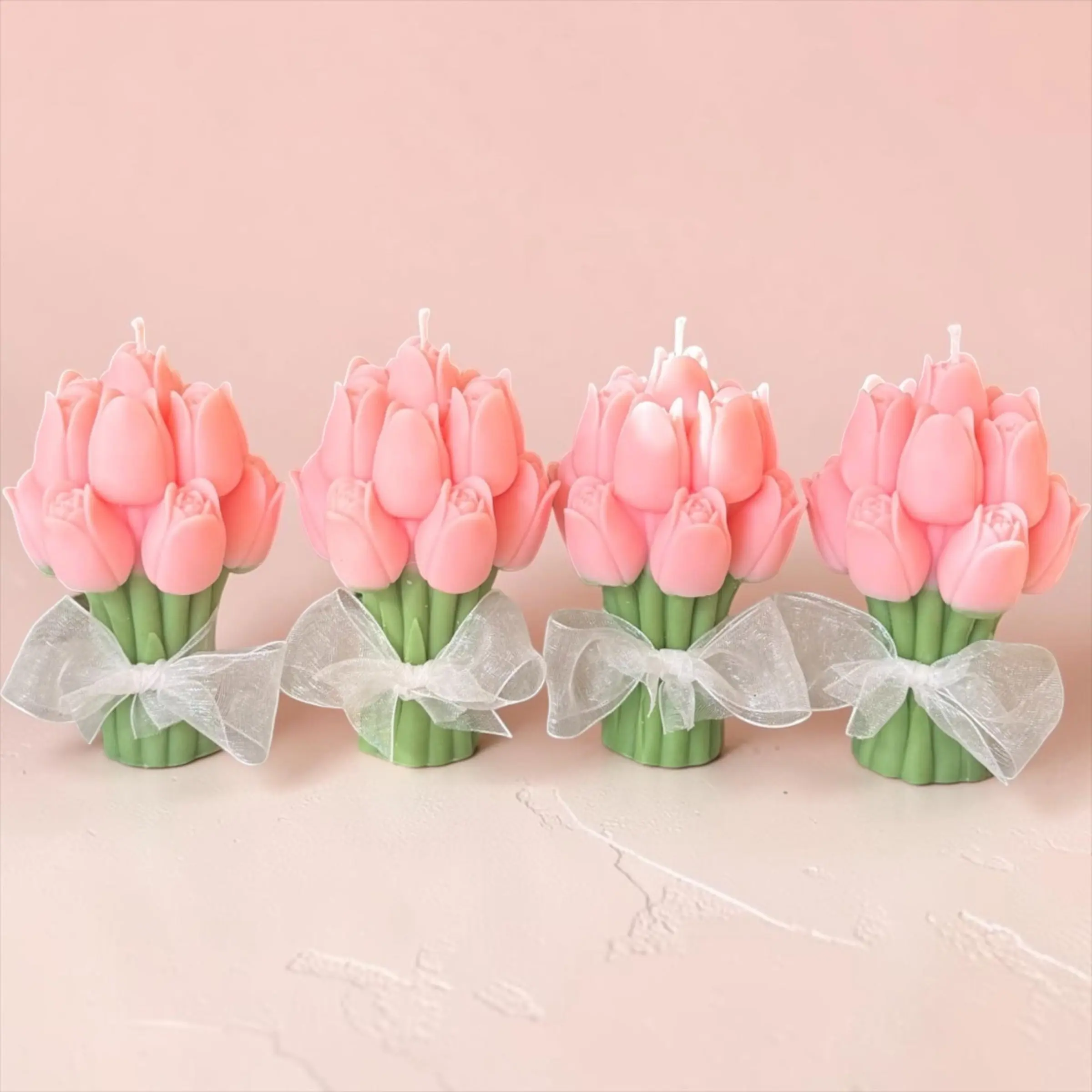 Handmade Tulip Floral Bouquet Candle