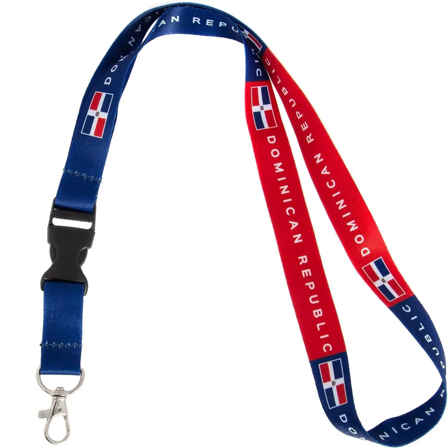 Desert Cactus Dominican Republic Flag Lanyard - Keychain Parking Key, ID Badge Holder, Car Keys Souvenir with Detachable Breakaway Snap Buckle