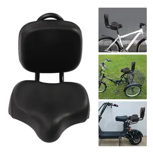 CNCEST Black Wide Comfort Tricycle Bike Electric Bicycle Saddle Seat Pad with Back Rest No Warranty Ergonomic Design High Elasticity Sponge Durable Material