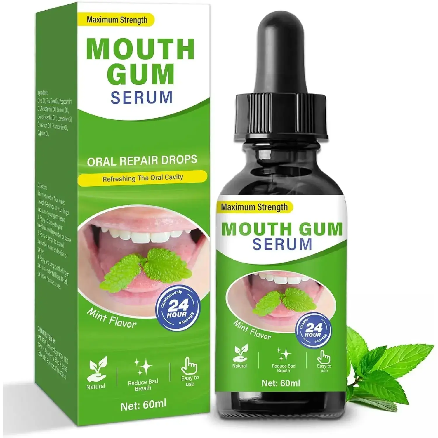 Gum Restore Drops, Alcohol-Free Gum Restore for Receding Gums Drops, Dry Mouth and Bad Breath Treatment for Adults, Gum Receding Treatment and Gum Regrowth