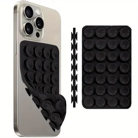 Double-sided Silicone Suction Cup Phone Case Mount, Black Hands-free Strong Grip Holder for Selfies & Videos, Ideal for Cellphone, Stand, Smartphone Accessories, Phone Holder Design, Stable Phone Holders