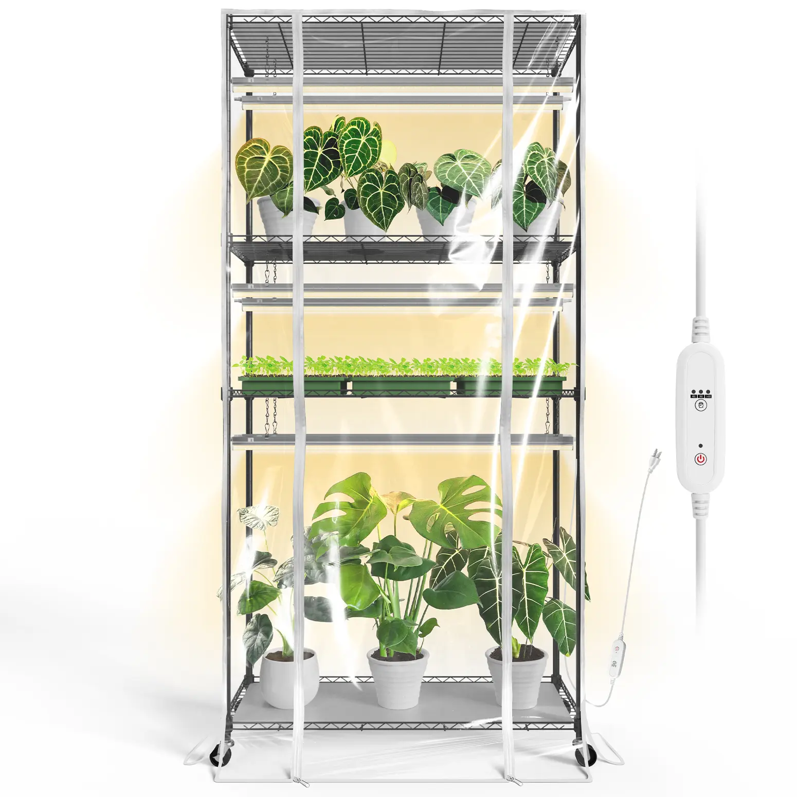 Bstrip Heavy Duty Garden Greenhouse Kit - 70.8 in Indoor Set with 6 T5 Grow Lights, Tall Shelf, Timer, EVA Cover, Smart Control Ready, 352 lb Capacity, Assembly Required, Optimal Lighting for Large Plants, Plant Growing Set
