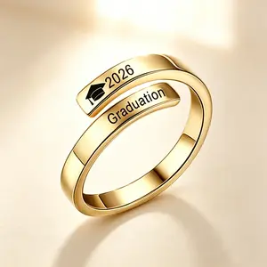 2026 Graduation Ring for Him Her, Stainless Steel Adjustable Engraved 2026 Graduation Ring Vintage Rings Jewelry, High School College Class of 2026 Graduation Gifts for High School College Women Men