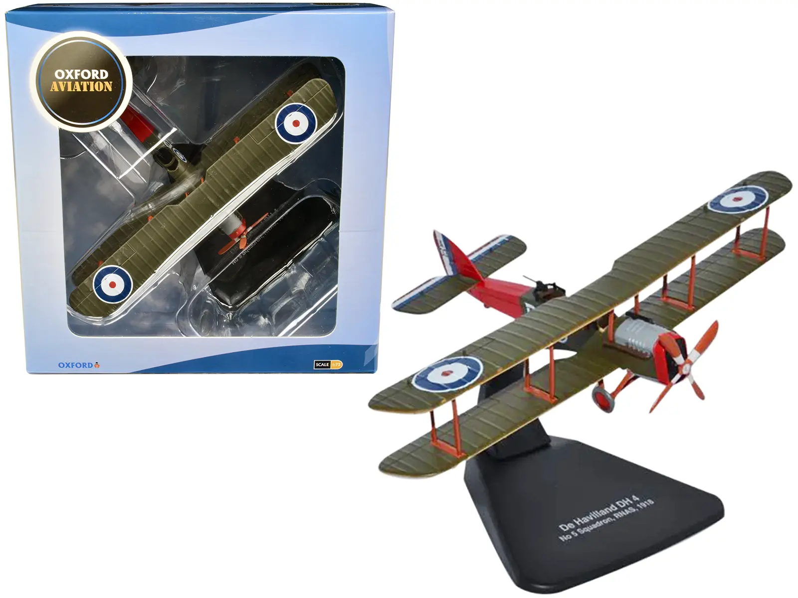 De Havilland DH4 Bomber Plane "Royal Naval Air Service" (1918) "Oxford Aviation" 1/72 Diecast Model Airplane by Oxford Diecast