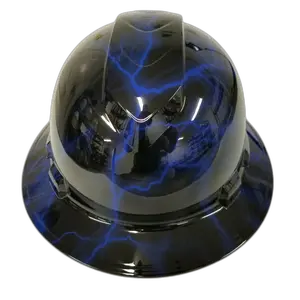 Blue Lightning Storm - Custom Hydro Dipped Full Brim Hard Hat