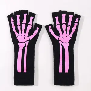 Male and female touch screen skeleton gloves, fashionable half finger gloves, cycling party dance accessories