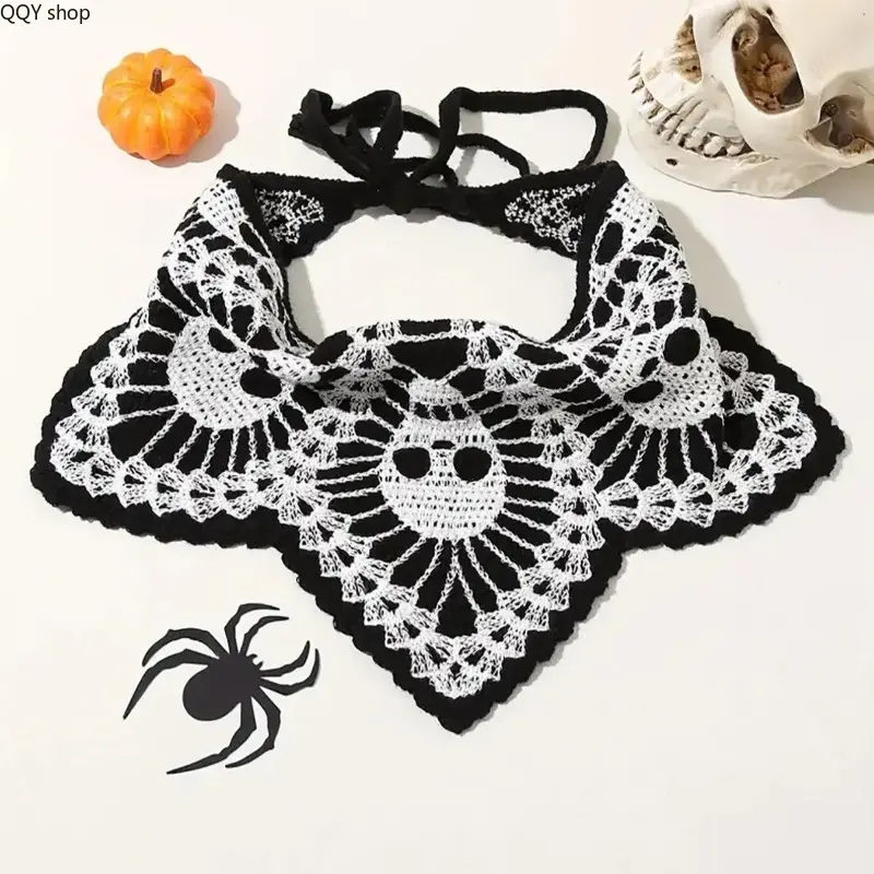 Halloween Skull Crochet Headband, Spooky Cute Embroidery Hair Band for Women, Gothic Festive Hair Accessories, Soft Knitted Lightweight Headwear, Trendy All-Match Decor, Versatile Styling Essentials for Daily Outfits, Halloween Party, Cosplay and Holiday