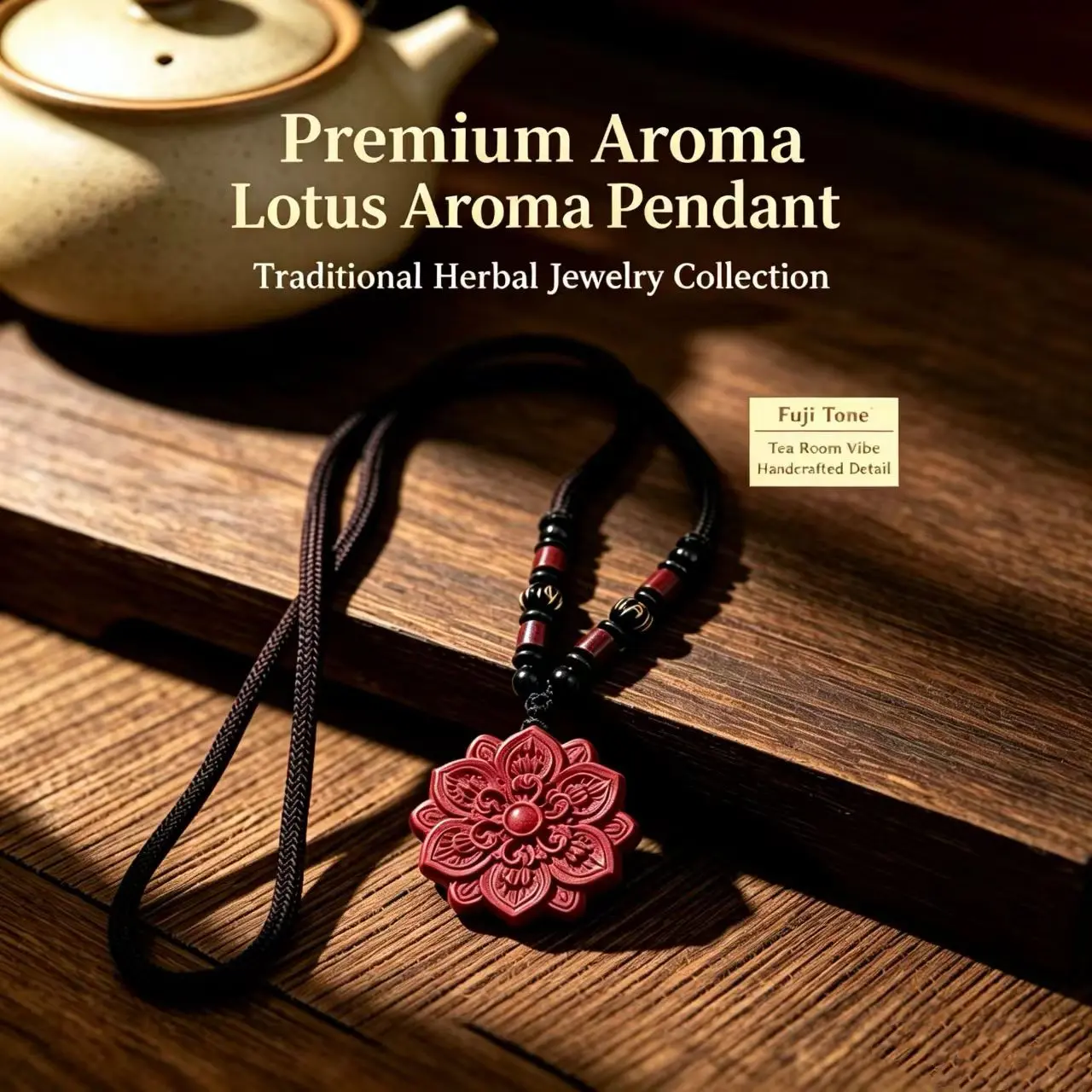 Chinese lotus pendant, natural fragrant bead charm