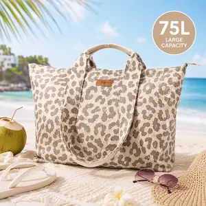 【On Sale】GLORIEROO 75L Extra Large Beach Bag for Women, Sandproof Water-Resistant Oversized Beach Tote with Zipper & 5 Pockets, Foldable Travel Pool Bag for Vacation, Picnic & Beach Essentials