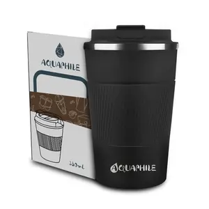 Aquaphile 12oz Coffee Mug to Go Stainless Steel Thermos Double Wall Insulated Coffee Cup Reusable Travel Mug with Leak Proof Lid
