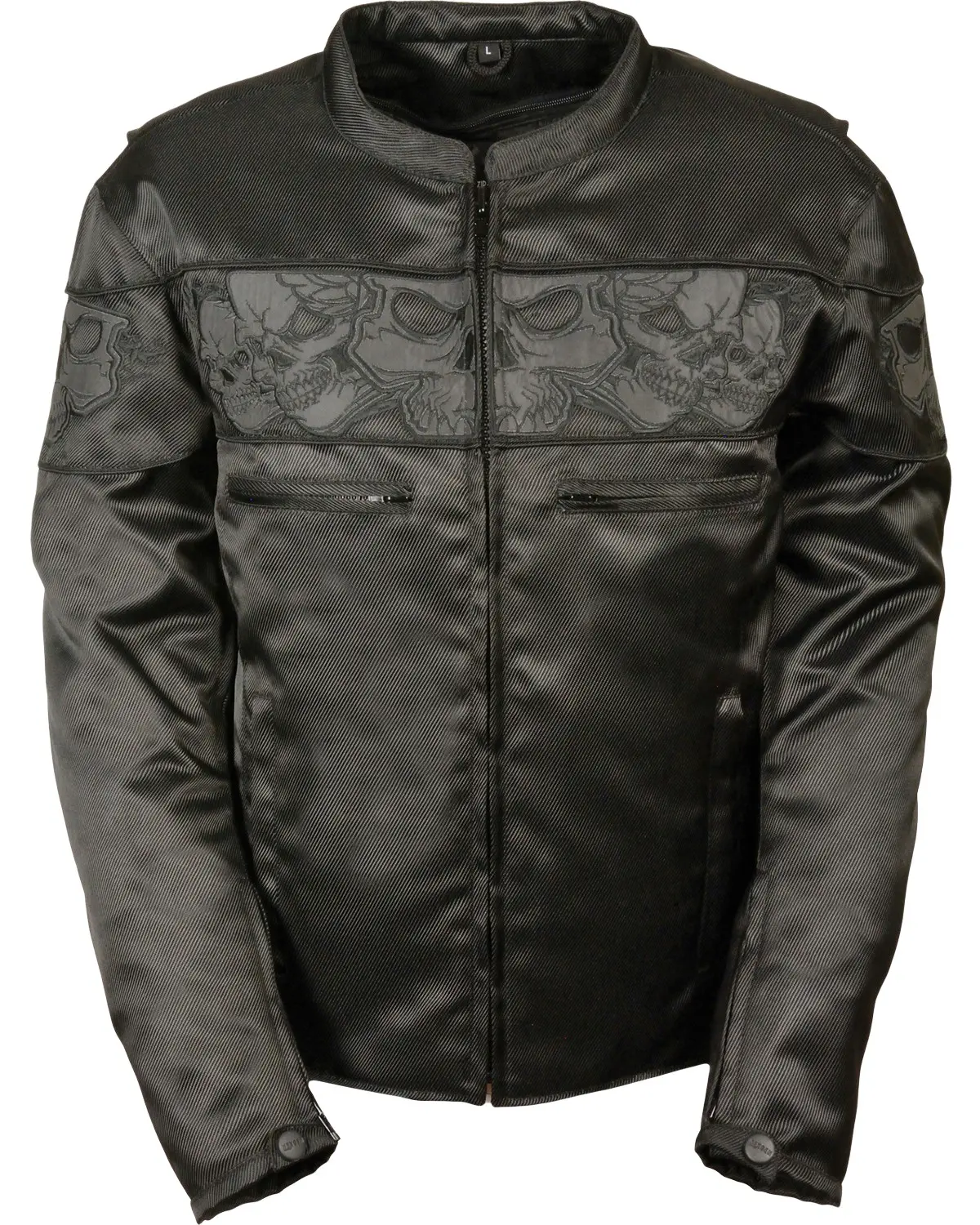 Milwaukee Leather Men's Men'S Reflective Skulls Textile Jacket - Mpm1730-Black