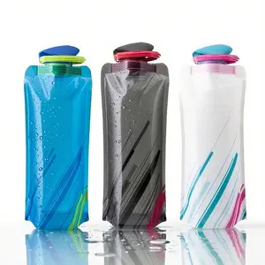 Portable Folding Sports Water Bottles, Hydration Bottle, Gym Bottle, Drink Bottle, Set of 3 or 6, Ideal for Camping, Hiking, Biking, Running Outdoors