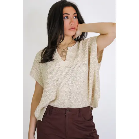 Necessary Charm V-Neck Side Slit Knit Top