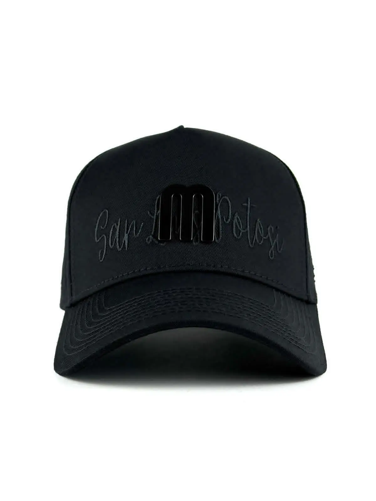 " SAN LUIS POTOSI "  Signature Embroidered & Metal Cap ( Black / Black )