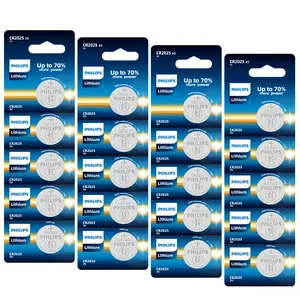 PHILIPS 20-Pack CR2025 Battery Lithium Coin Cell Batteries, 3 Volt DL2025 BR2025 Button Long Lasting Power, Mercury-Free