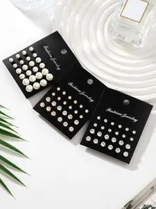 36 Pairs Round Cubic Zirconia Sparkling Earrings and Pearl Earrings, Simple Punk Casual Style, Elegant Ear Stud Set, Stud Earring Jewelry, Jewelry Accessories
