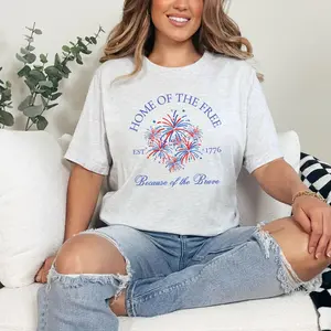Independence Day T-Shirt, Patriotic USA Shirt, America USA Tshirt, 4th of July, Labor Day Graphic Tee Watercolor Fireworks Preppy