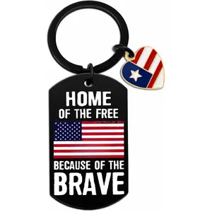 American Flag Keychain Pendant Us Flag Key Chains for Patriotic Home of The Free Because of The Brave Keychains Gifts Stainless Steel Flag Purse Wallet Keys Backpacks Luggage Ornament