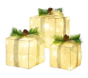 Joyfy 3pc Christmas Lighted Gift Boxes, 60 LED Lights