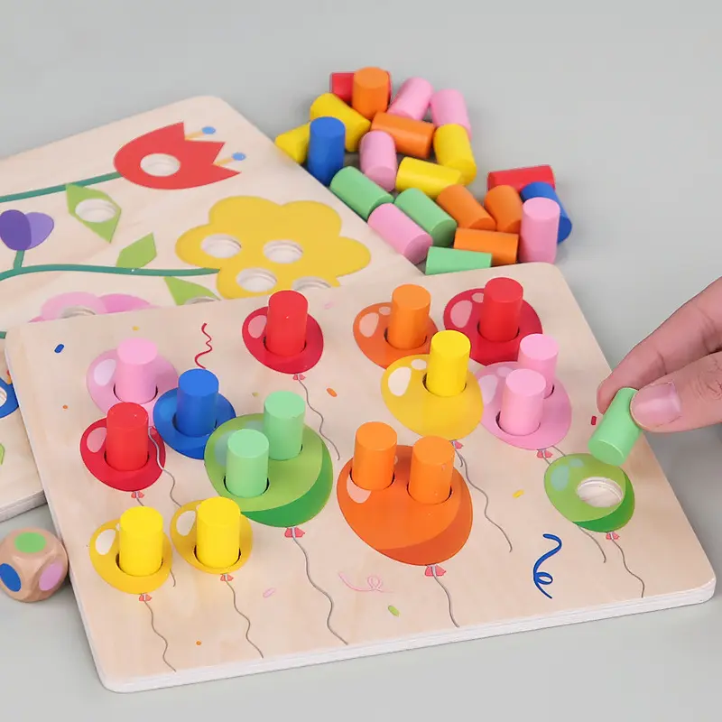 HATWOO Wooden Shape Sorter Toy, Montessori Early Education Activity with Colorful Rainbow Rods for 1+ Years Toddlers, Interactive Pincer Grasp & Fine Motor Skills, Problem-Solving Development, Montessori Toy, Sorting