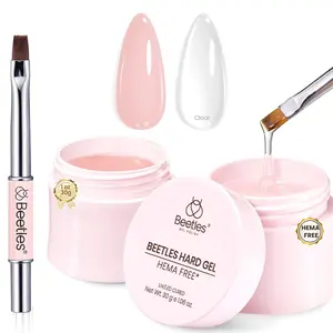 Beetles HEMA-Free Hard Builder Gel Set, Nude Pink Brown 9 in 1 Mini Size Builder Nail Gel for Sensitive Nails Extension Sculpting for Professional Nail Tech Use,Fall Nails, UV&LED Lamp Needed Mother's Day gift Spring Nail Taste of Spring