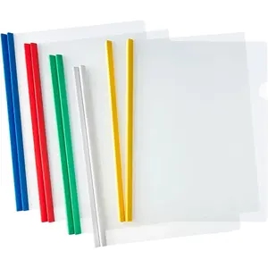 10Pcs Clear Report Covers with Sliding Bar, 40 Sheet Capacity Plastic Binder Paper Protector, Report Folders with Clear Cover for Resume File Documents, 5 Colors
