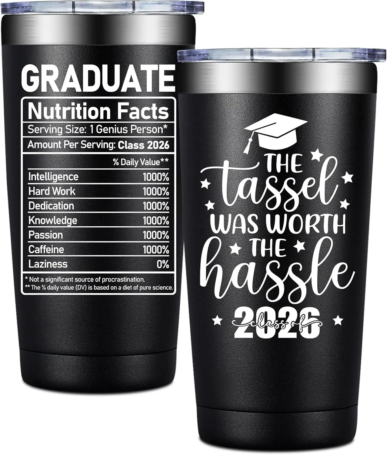 Class of 2026 Graduation Tumbler, 20oz Insulated Stainless Steel Travel Mug, The Tassel Was Worth The Hassle Cup, Coffee Mug Graduation Gifts for Her Him Women Men, High School College Master PhD Graduation Keepsake for Graduates