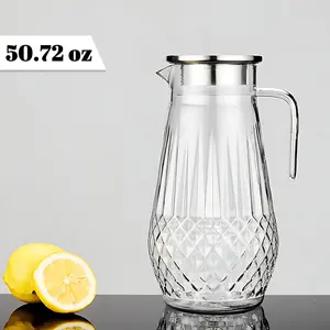 Food Grade Acrylic Cold Water Jug with Stainless Steel Lid, 33.81oz/50.72oz, Shatterproof High Temperature Resistant, Transparent Drinkware