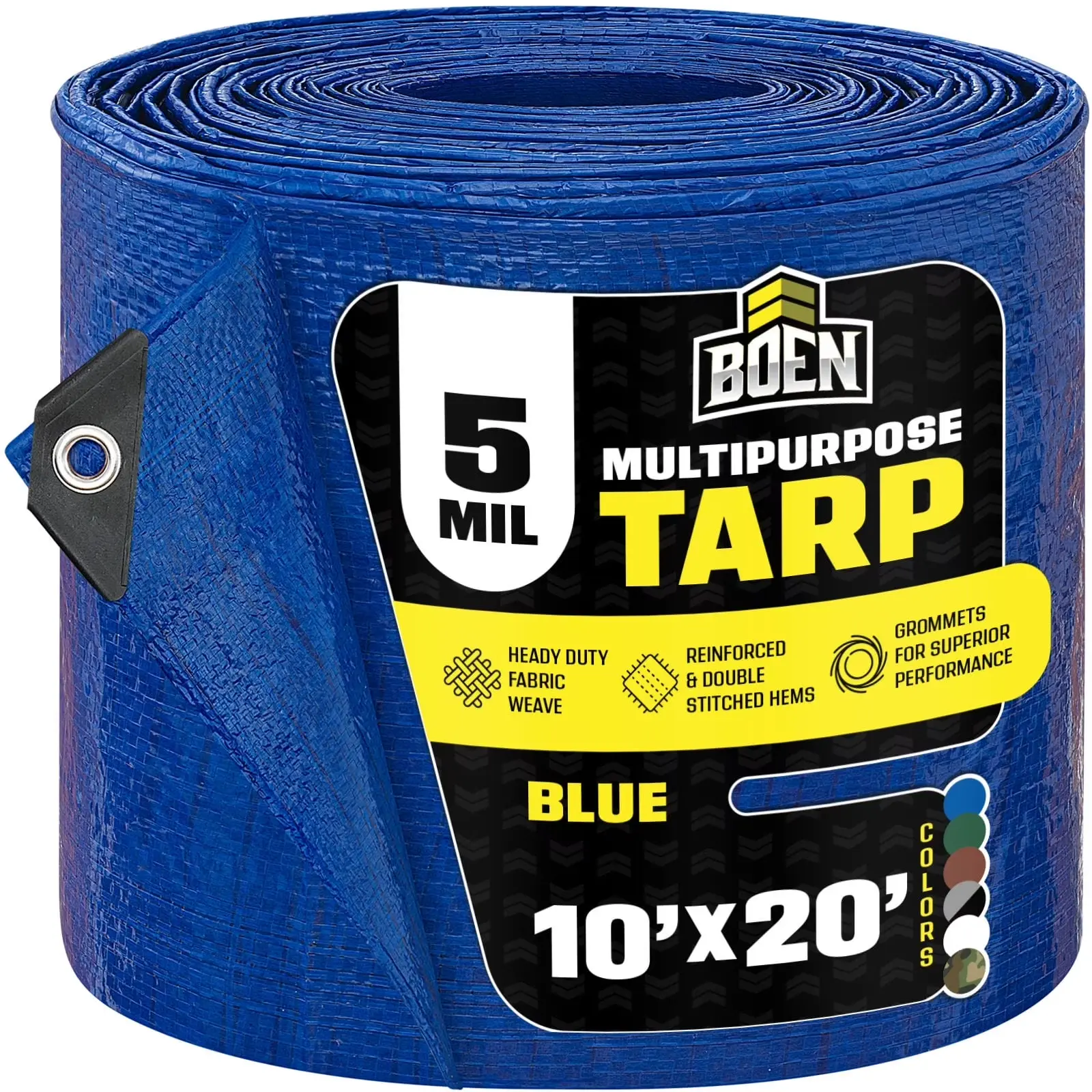 10 ft. x 20 ft. Multi-Purpose Blue Poly Tarp Cover 5 Mil Thick Weave Material, Waterproof Material, Waterproof