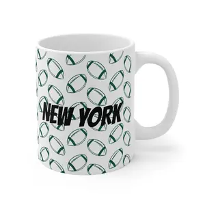 New York Football Mug Green and Black - Ceramic Reusable Coffee Cup