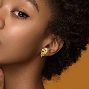 Men's 18 Karat Gold Plated 925 Sterling Silver Gold Nugget Stud Jewelry Earrings