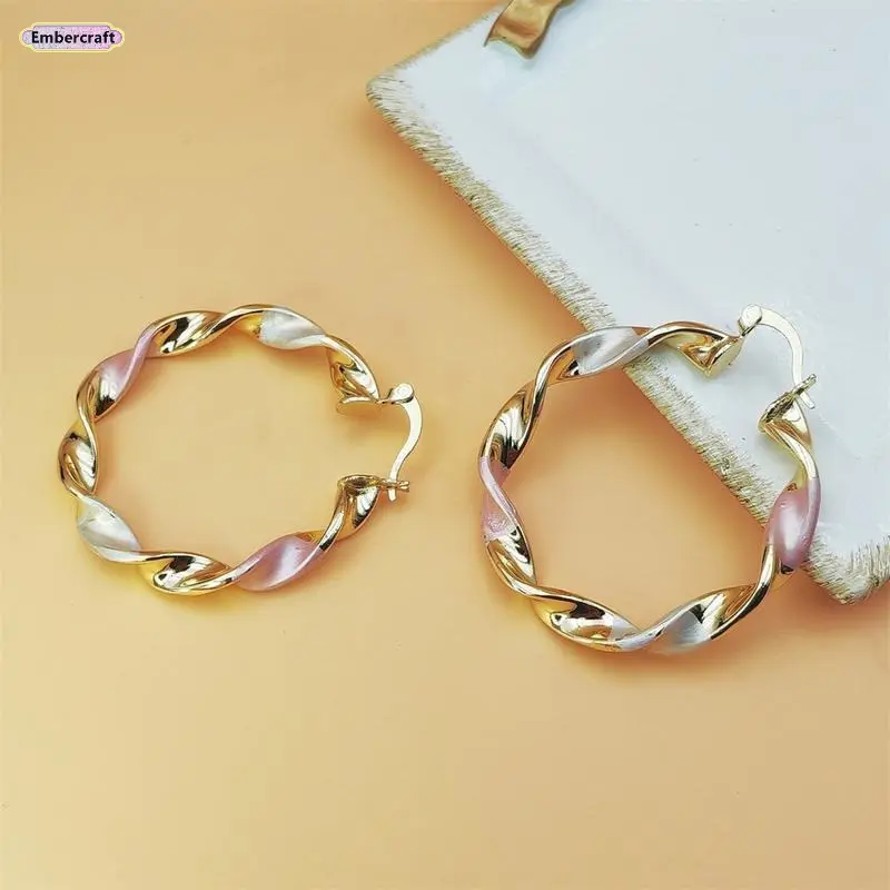 Women's Gold Hoop Earrings Oversized Twisted Geometric Shape Hypoallergenic Comfortable Fit Vintage Party Date Night