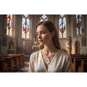 Crystal Cross Necklace Two Tone Pendant