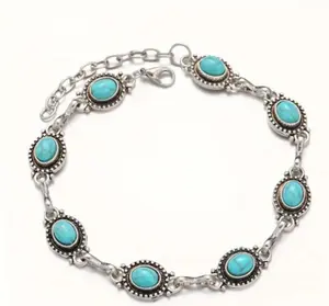 Bohemian Style Faux Turquoise Anklet for Women