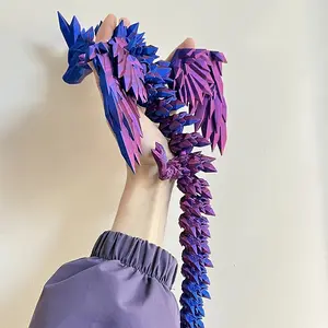 5.5 Inches 3D Printed Crystal Flying Dragon with Egg Desktop Ornament with Movable Wing Joints Dragon Figurine Toy Multiple Colors