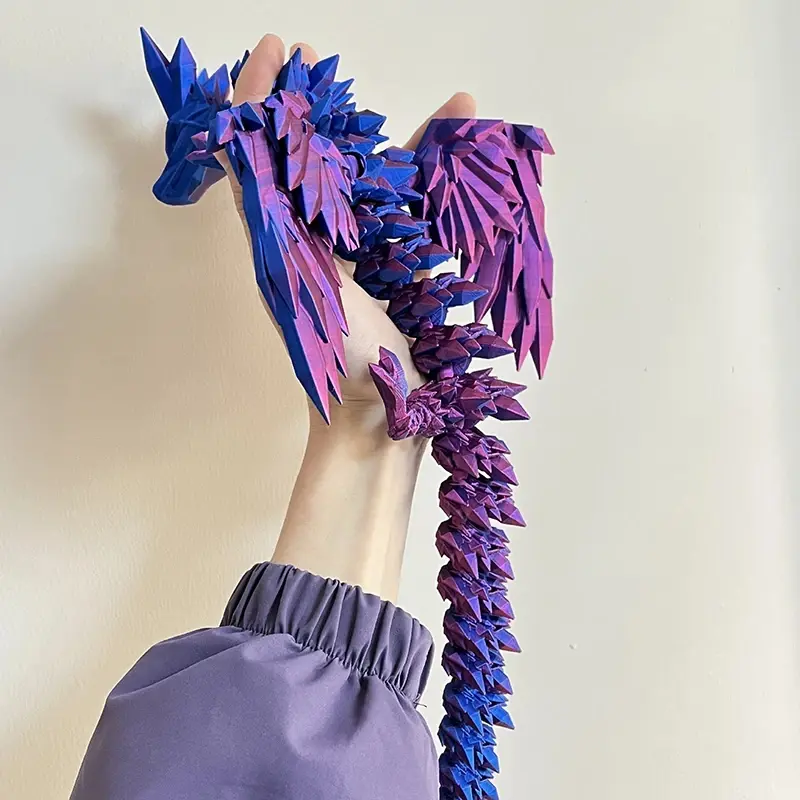 5.5 Inches 3D Printed Crystal Flying Dragon with Egg Desktop Ornament with Movable Wing Joints Dragon Figurine Toy Multiple Colors