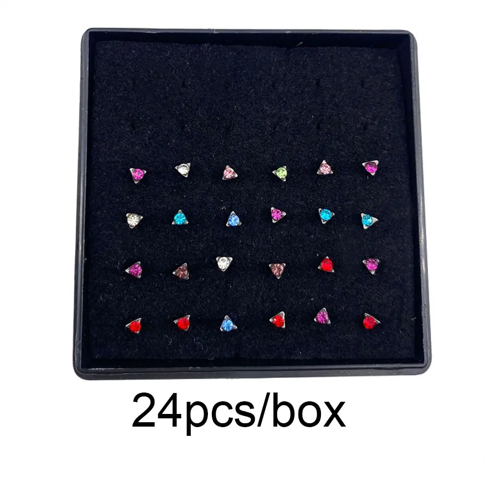 24/box colored triangular nose studs