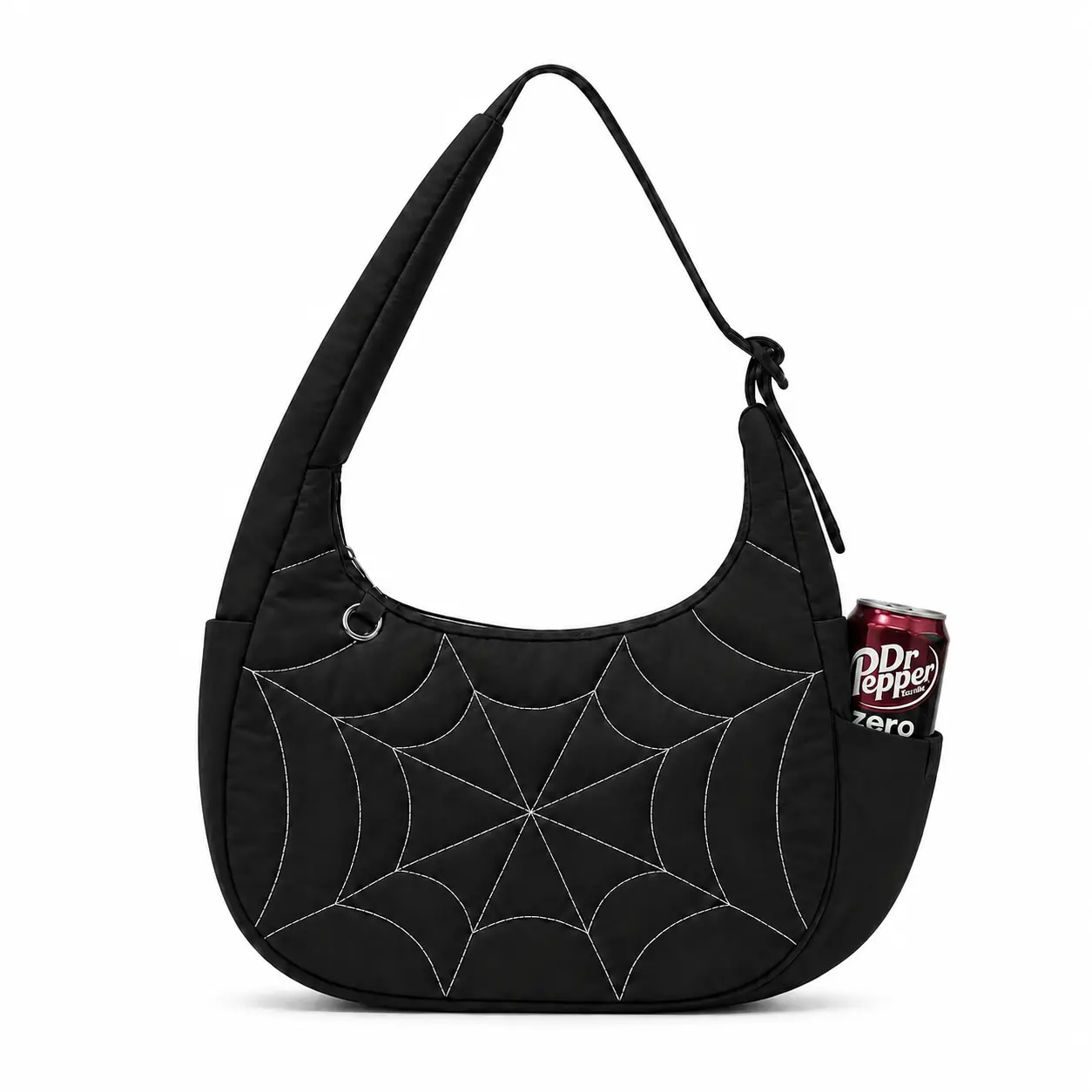 Five Season Home spider web shoulder bag for women, small puffer purse with essential pocket | fits a 330 ml soda can | lightweight, fluffy, adjustable strap | women’s casual nylon handbag with spiderweb pattern tiktokshopbacktoschool