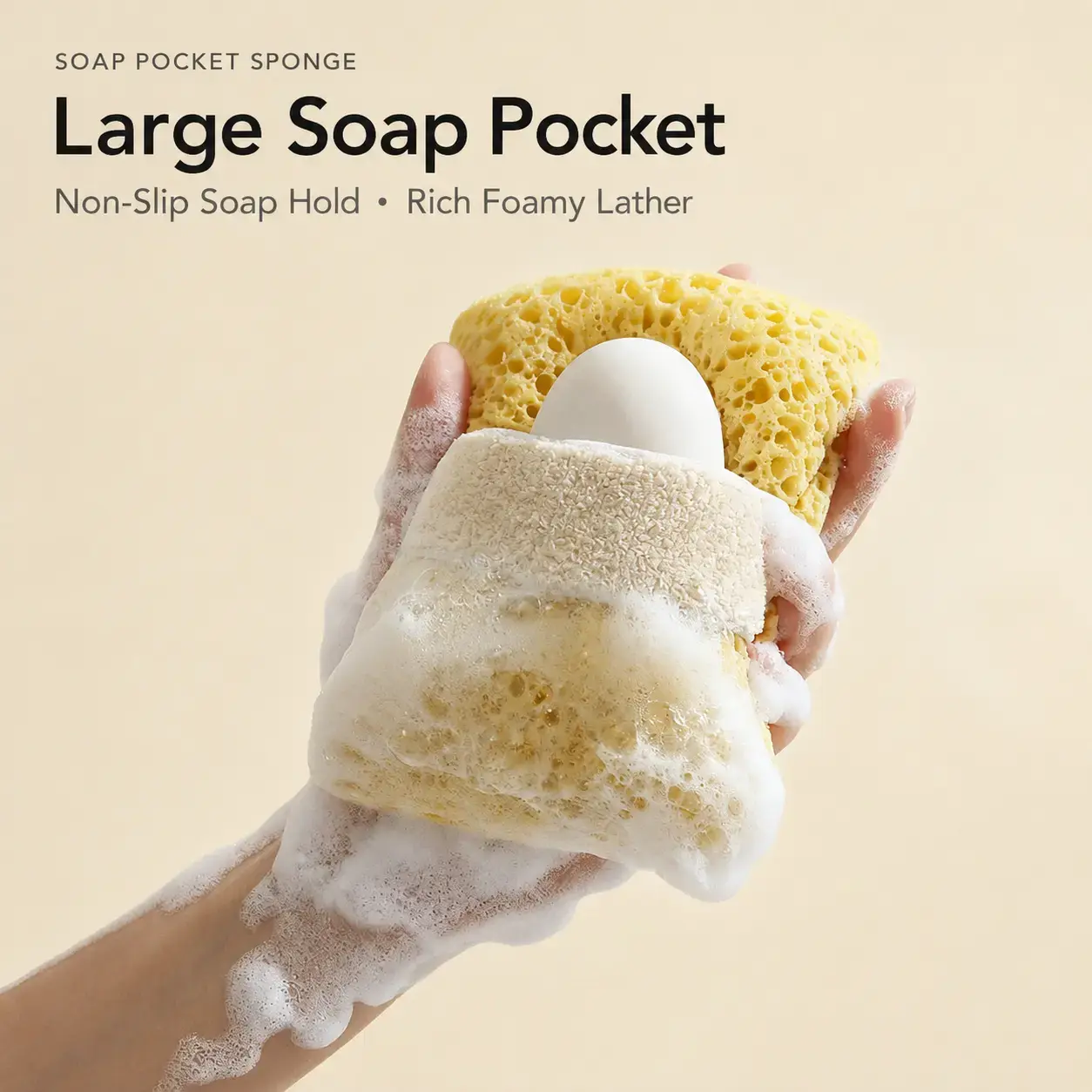 2Pcs Exfoliating Bath Sponge with Soap Pocket, Soft Shower Scrubber for Quick Foaming & Deep Body Cleaning, Skin Smoothing Loofah Sponge, Reusable Body Wash Sponge for Women & Men, Bathroom Shower Essentials