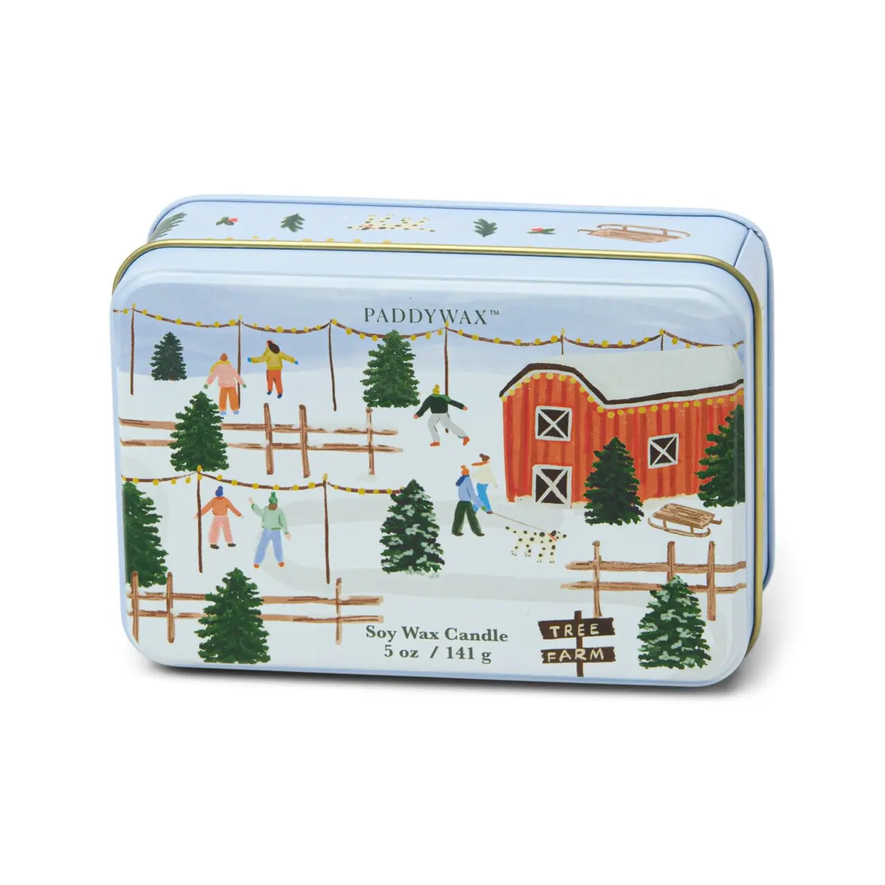 Tree Farm Scene Holiday Tin Candle - Tabac And Pine