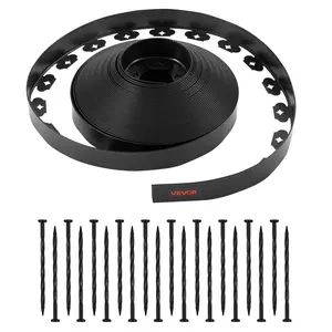 VEVOR Landscape Edging, 100 ft x 1.5 in Plastic Garden Border Edging with 120 Spikes, No Dig, Flexible Lawn Edgings Roll, UV-Resistant Mini Fence Borders Pathway Edgings for Flower Beds Yard Paver