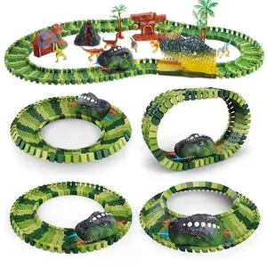 DinoRush – DIY Electric Race Track – 113 PCS Dinosaur-Themed Adventure – Best Birthday Gift for Boys & Girls 3 4 5 6 7 8 Year Old